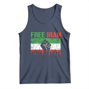 Free Iran Flag Tank Top Support Iranian Freedom No War TS14 Navy Print Your Wear