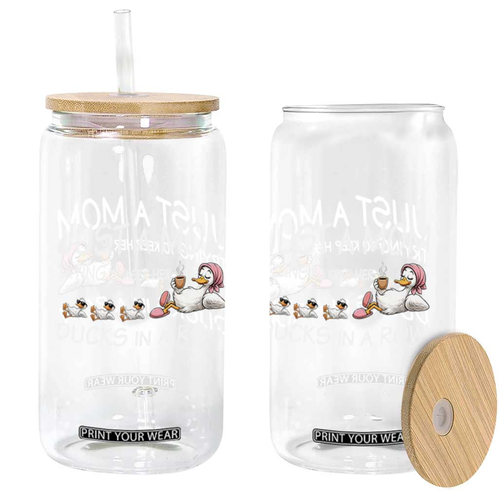 Funny Duck Mom Glass Can Just A Mom Trying To Keep Her Ducks In A Row TS14 Print Your Wear