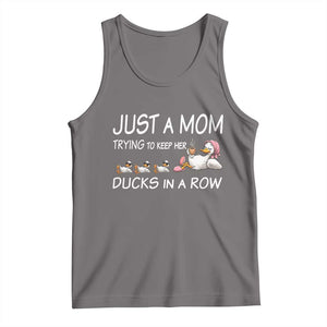 Funny Duck Mom Tank Top Just A Mom Trying To Keep Her Ducks In A Row TS14 Deep Heather Print Your Wear