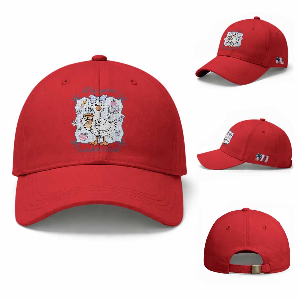 Silly Goose Teacher Club Baseball Cap Funny Back to School First Day TS14 Baseball Cap Universal Fit Red Print Your Wear