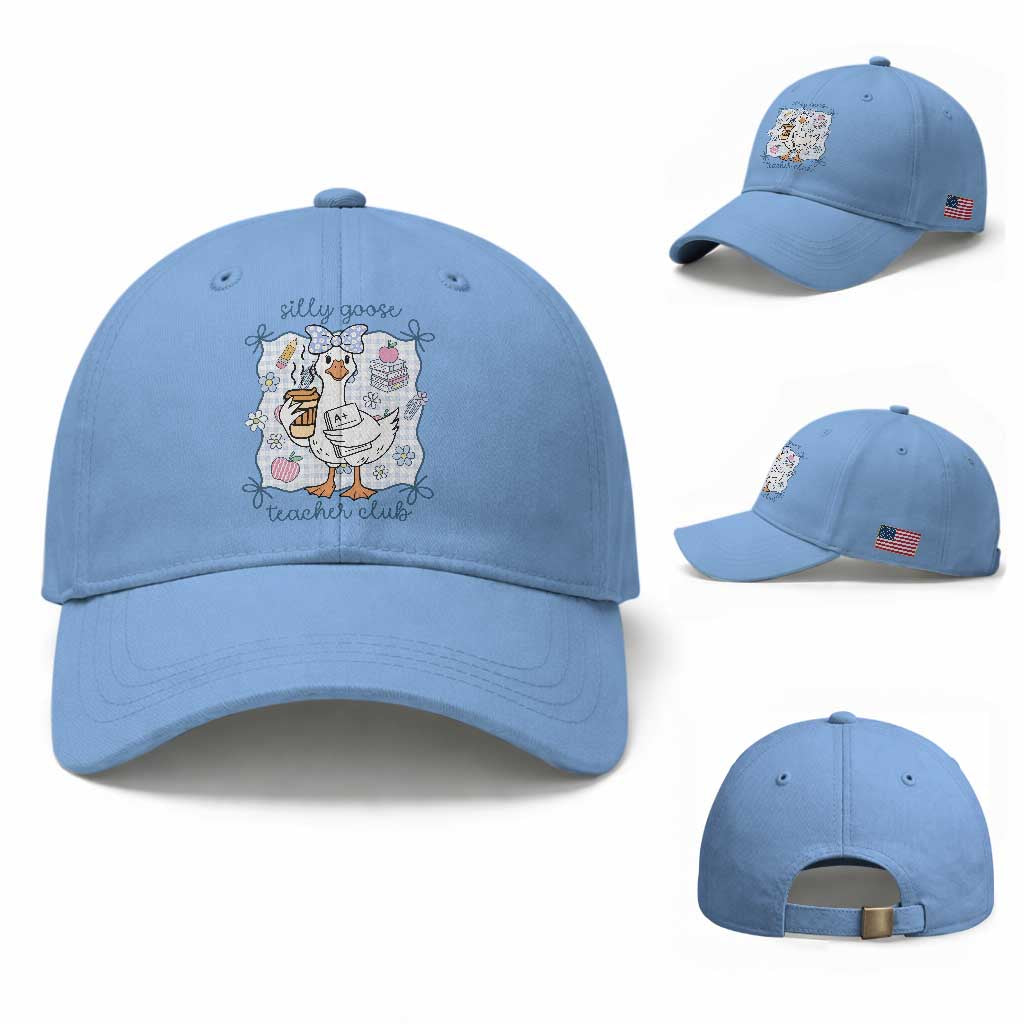 Silly Goose Teacher Club Baseball Cap Funny Back to School First Day TS14 Baseball Cap Universal Fit Light Blue Print Your Wear