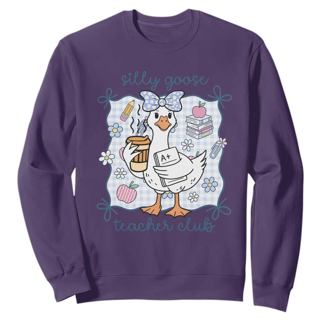 Silly Goose Teacher Club Sweatshirt Funny Back to School First Day TS14 Purple Print Your Wear