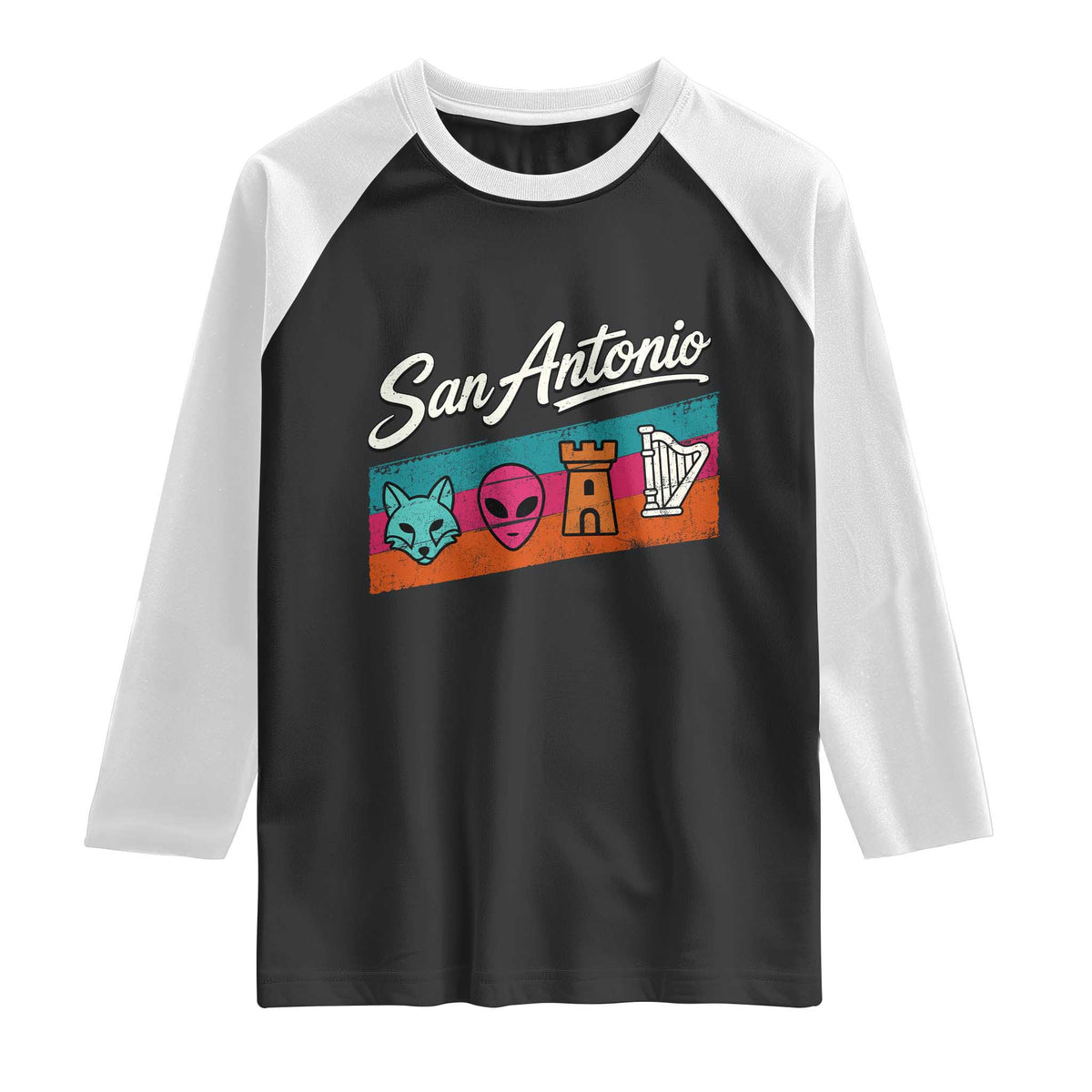 Funny Fox Alien Castle Harper Meme Raglan Shirt San Antonio Texas Pride Sports Fan TS14 Black White Print Your Wear