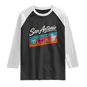 Funny Fox Alien Castle Harper Meme Raglan Shirt San Antonio Texas Pride Sports Fan TS14 Black White Print Your Wear
