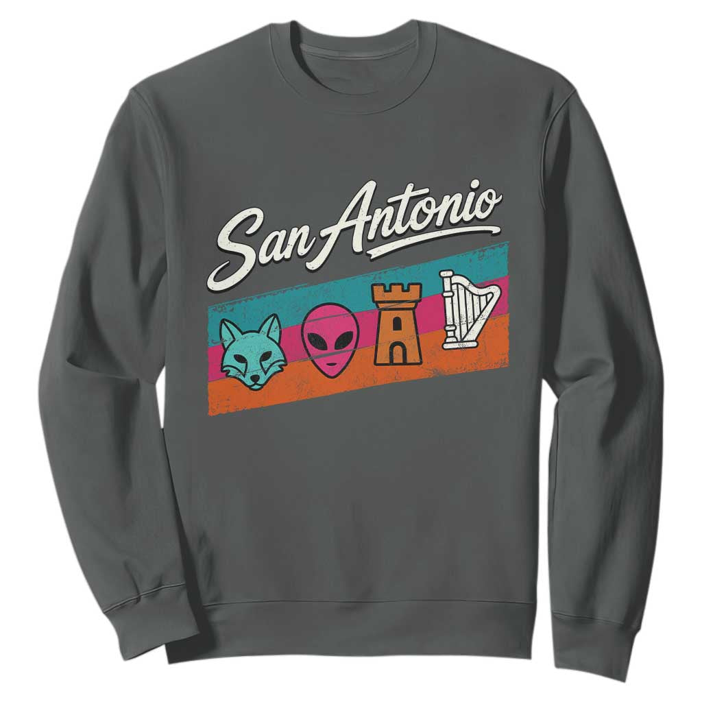 Funny Fox Alien Castle Harper Meme Sweatshirt San Antonio Texas Pride Sports Fan TS14 Dark Heather Print Your Wear