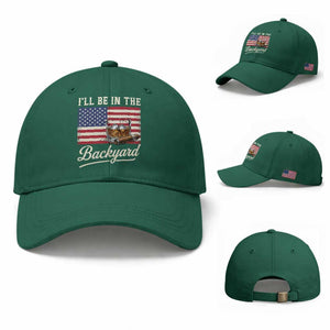 I'll Be in the Backyard Baseball Cap USA Flag Cigar and Bourbon TS14 Baseball Cap Universal Fit Irish Green Print Your Wear