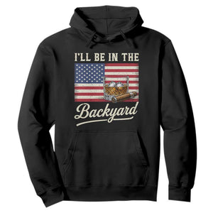 I'll Be in the Backyard Hoodie USA Flag Cigar and Bourbon TS14 Black Print Your Wear