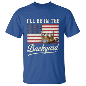 I'll Be in the Backyard T Shirt USA Flag Cigar and Bourbon TS14 Royal Blue Print Your Wear