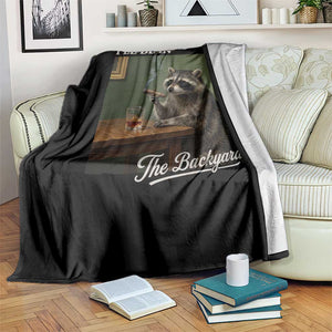 I'll Be in the Backyard Throw Blanket Funny Whiskey Cigar Raccoon Meme TS14 Print Your Wear
