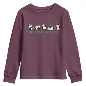 This Is How I Roll Youth Sweatshirt Cute Bear Panda Lover TS14 Maroon Print Your Wear