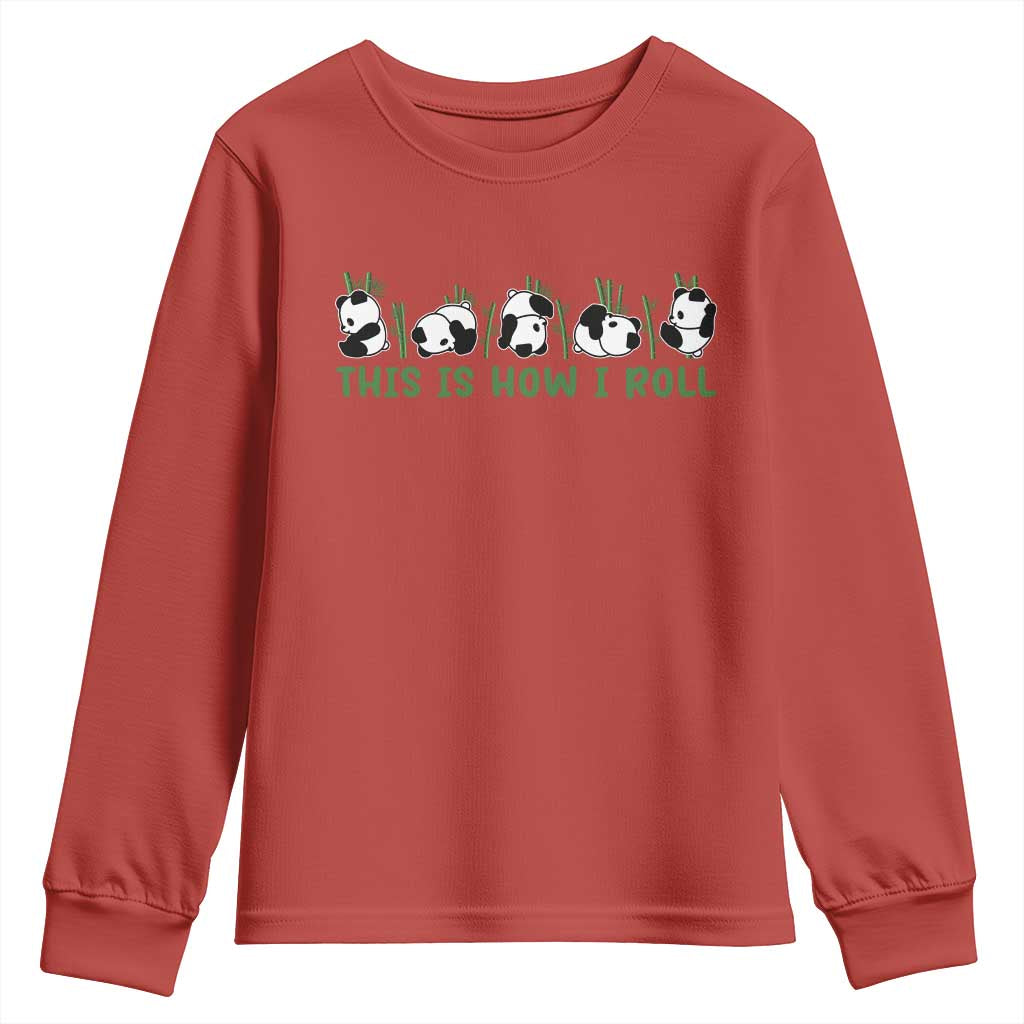 This Is How I Roll Youth Sweatshirt Cute Bear Panda Lover TS14 Red Print Your Wear