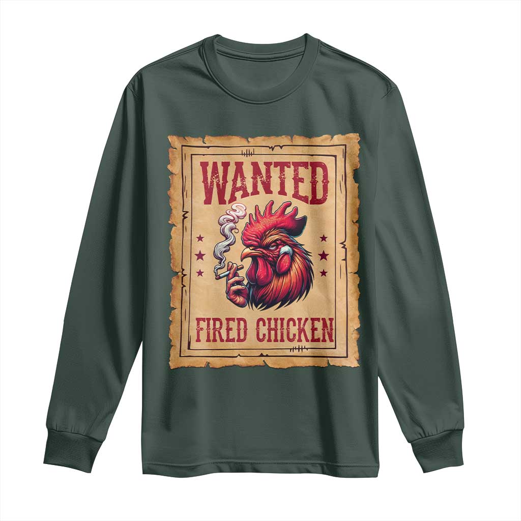Funny Weed Lover Cannabis 420 Long Sleeve Shirt Fried Chicken TS14 Dark Forest Green Print Your Wear