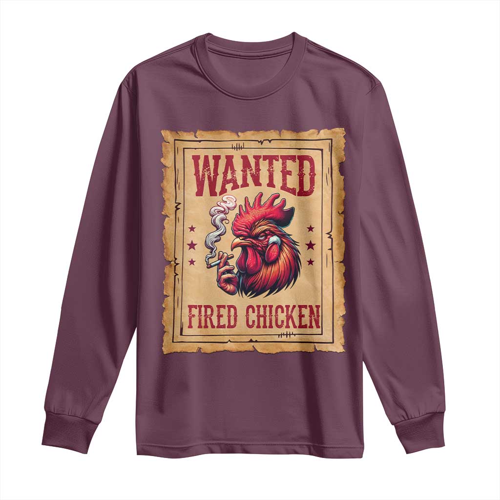 Funny Weed Lover Cannabis 420 Long Sleeve Shirt Fried Chicken TS14 Maroon Print Your Wear