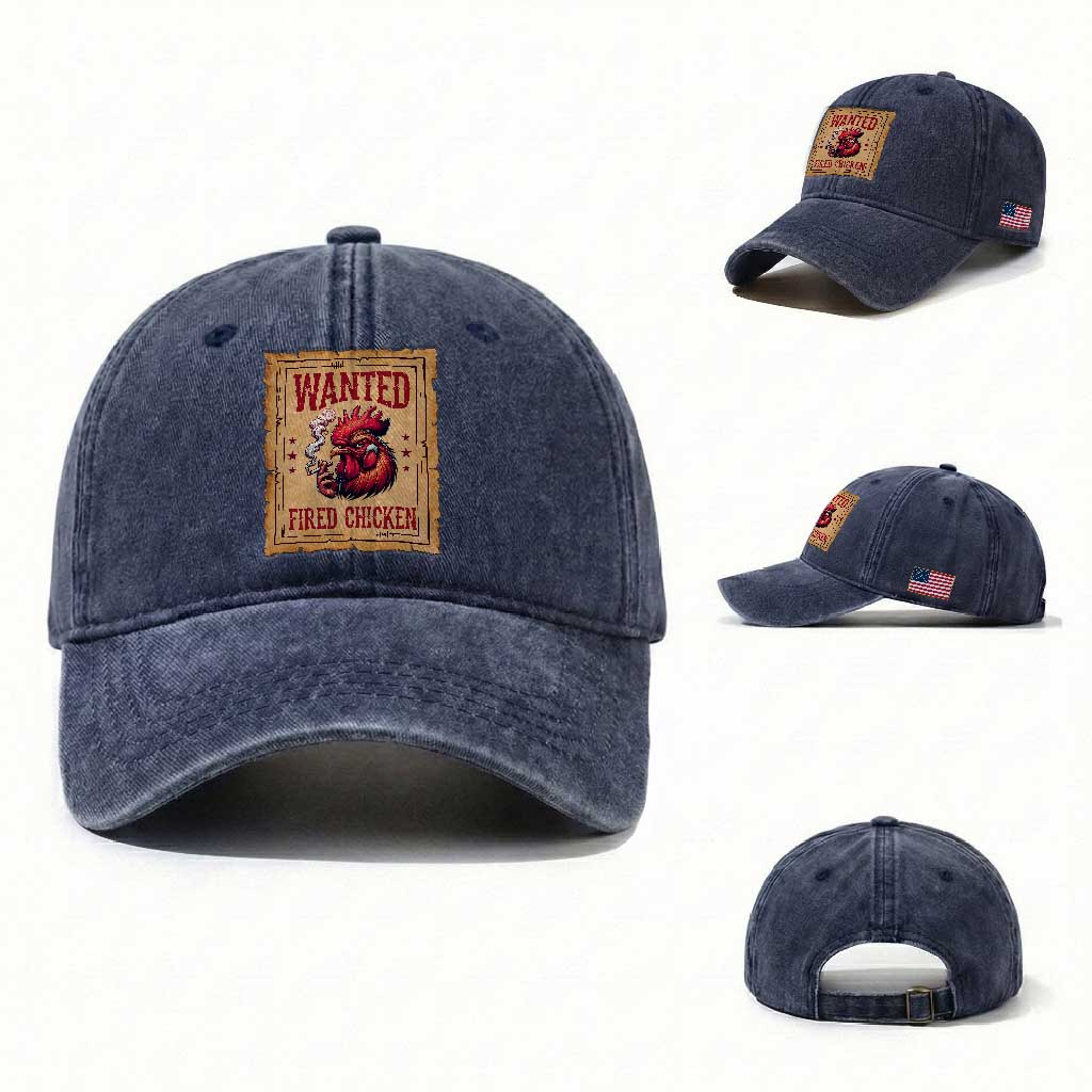 Funny Weed Lover Cannabis 420 Washed Cotton Baseball Cap Fried Chicken TS14 Washed Cap Universal Fit Navy Print Your Wear
