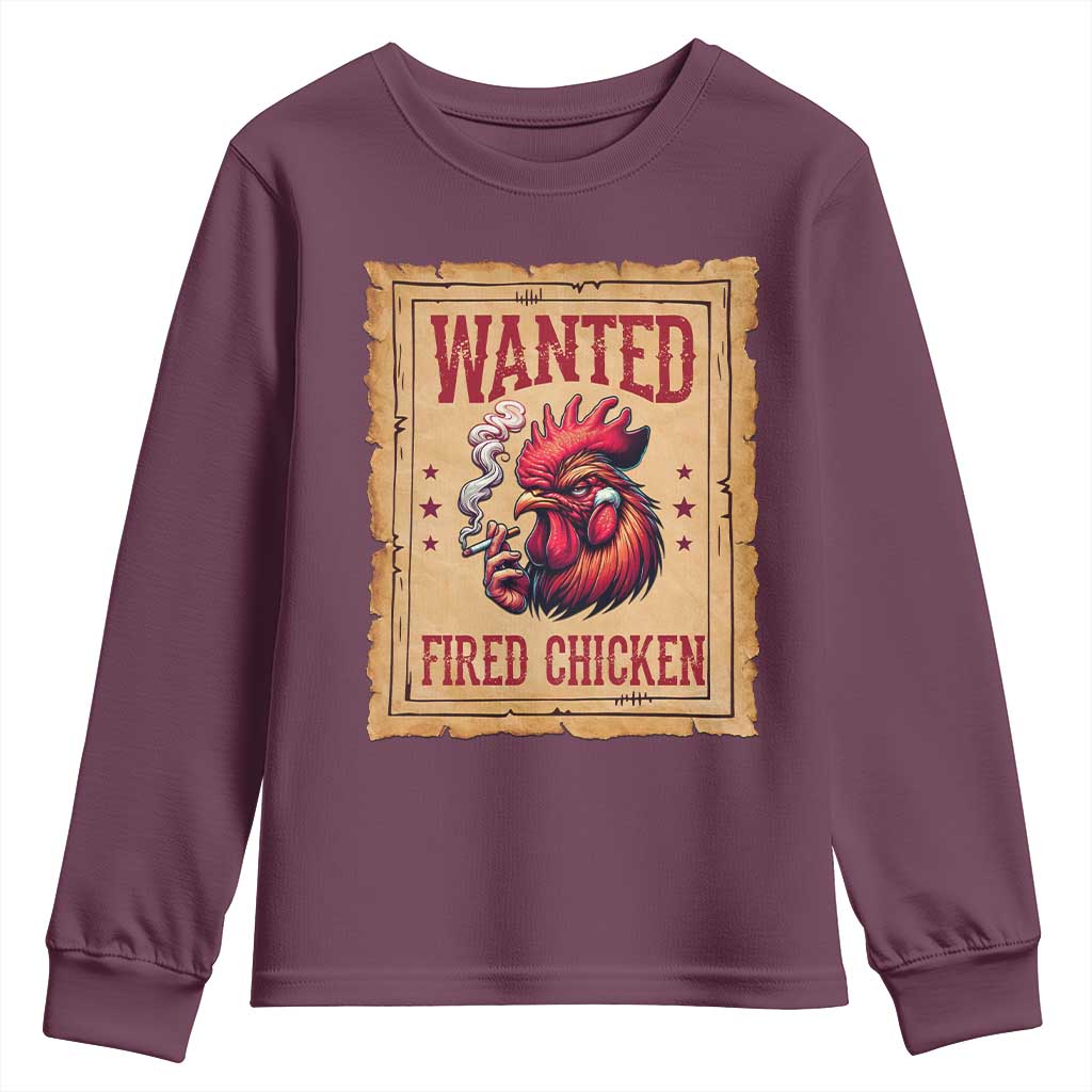 Funny Weed Lover Cannabis 420 Youth Sweatshirt Fried Chicken TS14 Maroon Print Your Wear