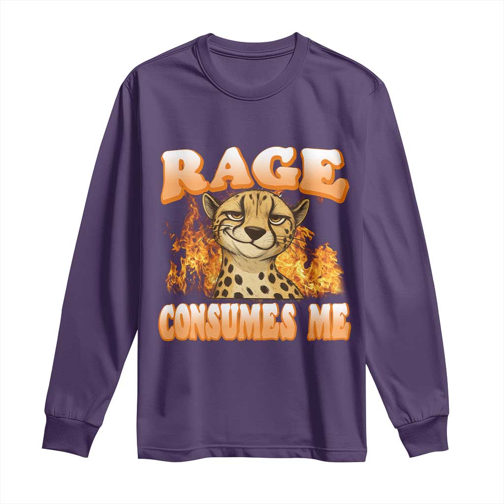 Cool Cheetah Long Sleeve Shirt Funny Range Consumes Me Sarcastic Wild Animal TS14 Purple Print Your Wear
