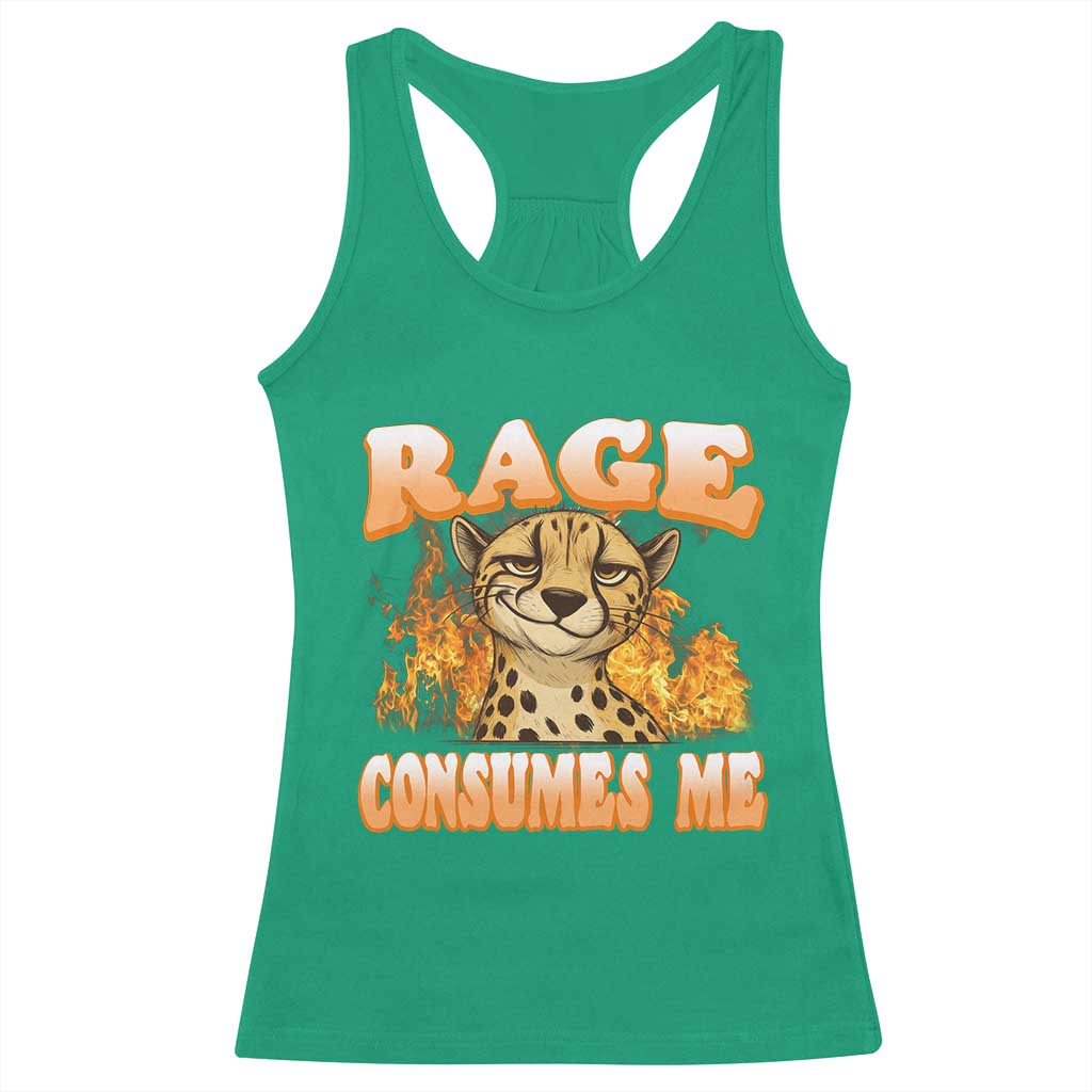 Cool Cheetah Racerback Tank Top Funny Range Consumes Me Sarcastic Wild Animal TS14 Irish Green Print Your Wear