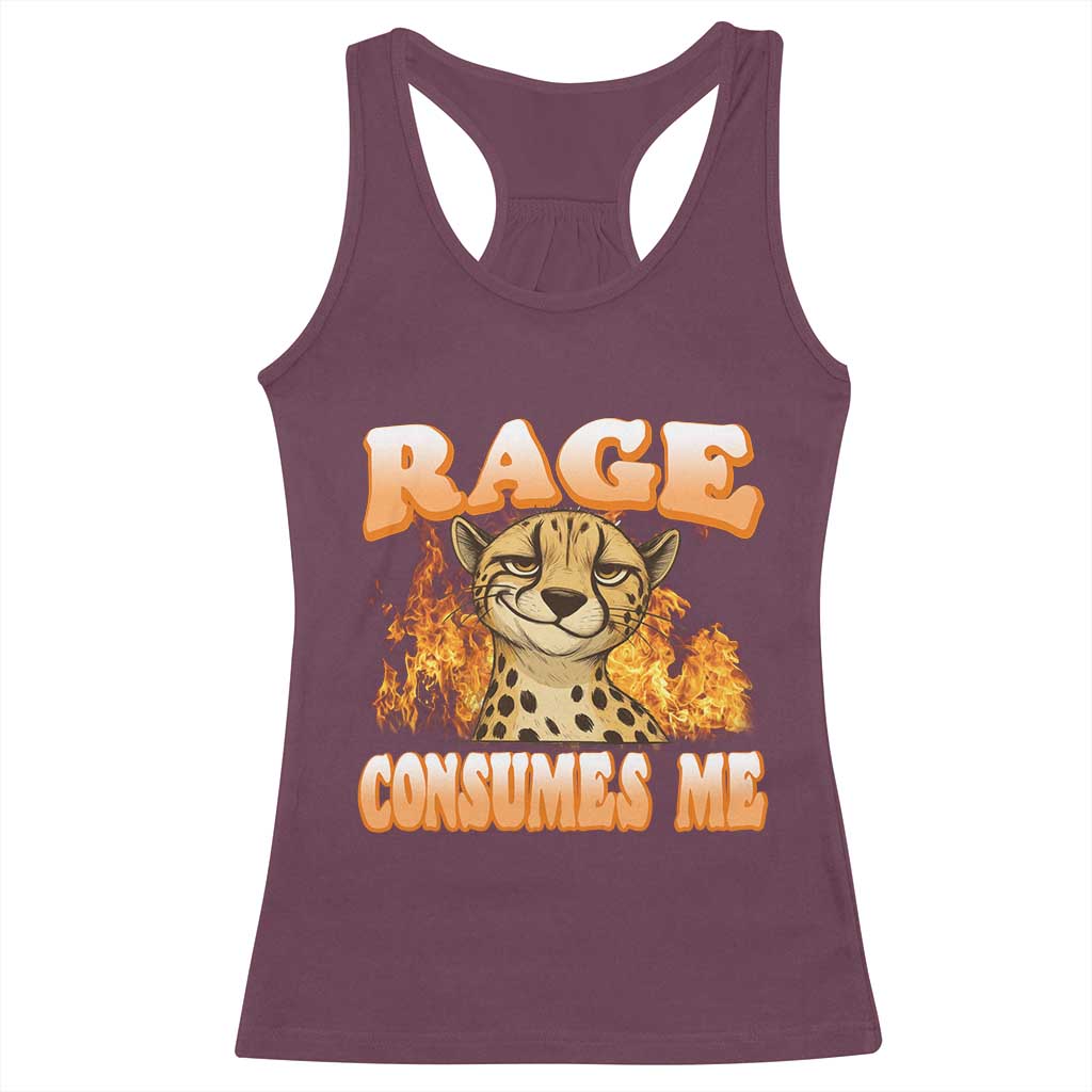 Cool Cheetah Racerback Tank Top Funny Range Consumes Me Sarcastic Wild Animal TS14 Maroon Print Your Wear