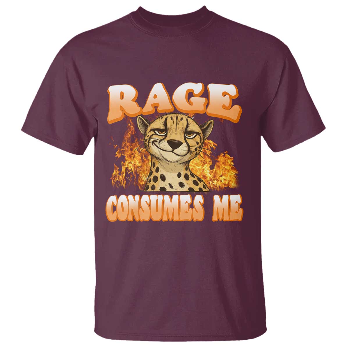 Cool Cheetah T Shirt Funny Range Consumes Me Sarcastic Wild Animal TS14 Maroon Print Your Wear