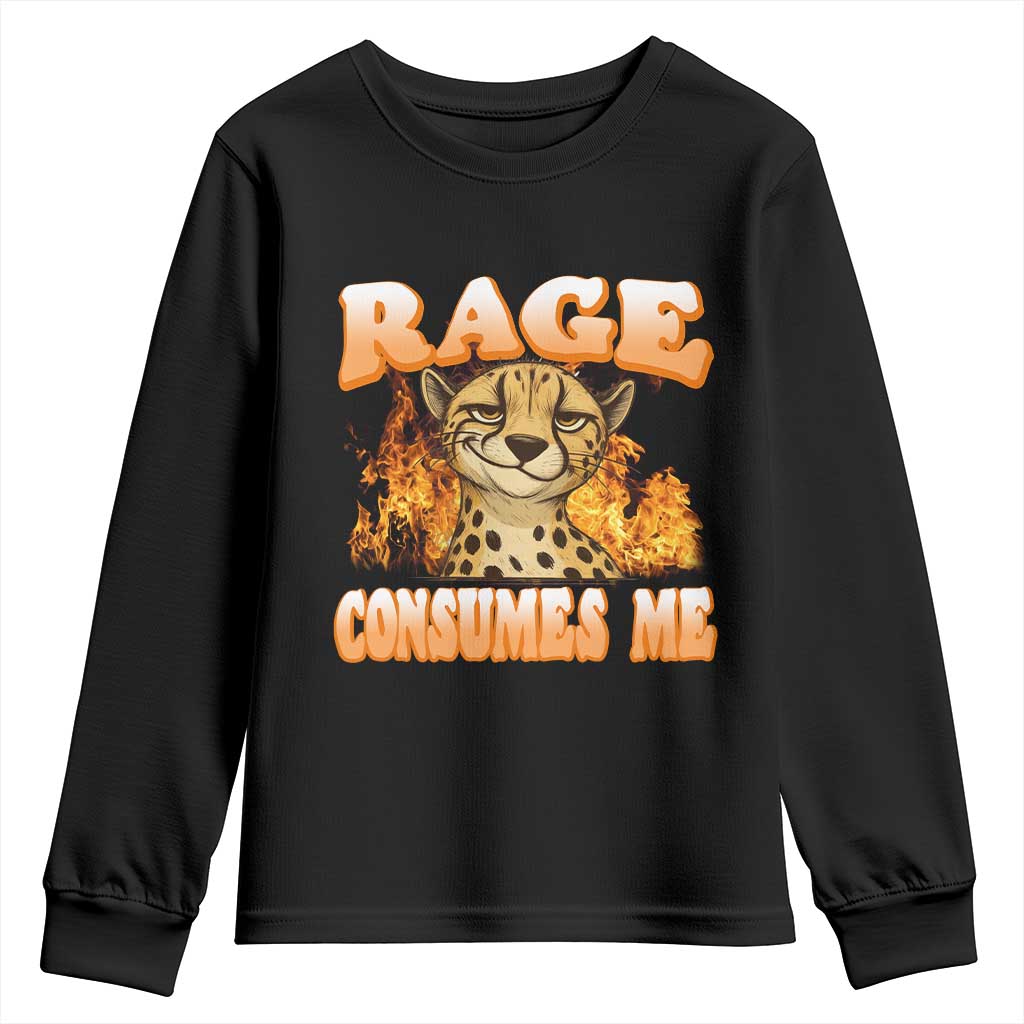 Cool Cheetah Youth Sweatshirt Funny Range Consumes Me Sarcastic Wild Animal TS14 Black Print Your Wear