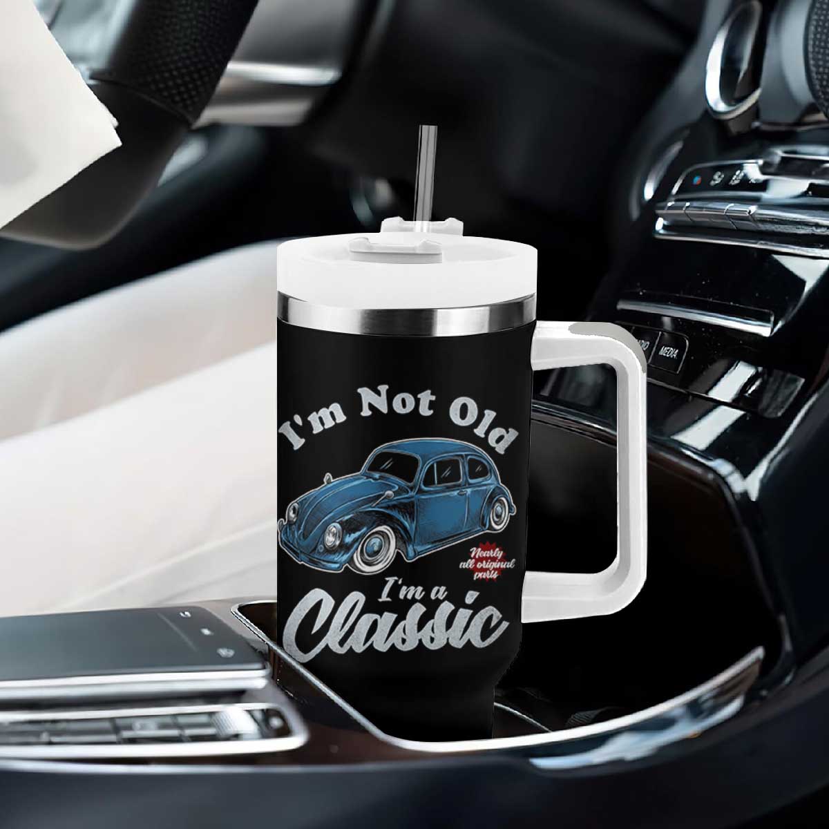 I'm Not Old I'm Classic Tumbler With Handle Vintage Distressed Classic Bug Travel TS14 Print Your Wear
