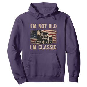 I'm Not Old I'm Classic Hoodie Vintage Distressed Big Rig 18 Wheeler Driver TS14 Purple Print Your Wear