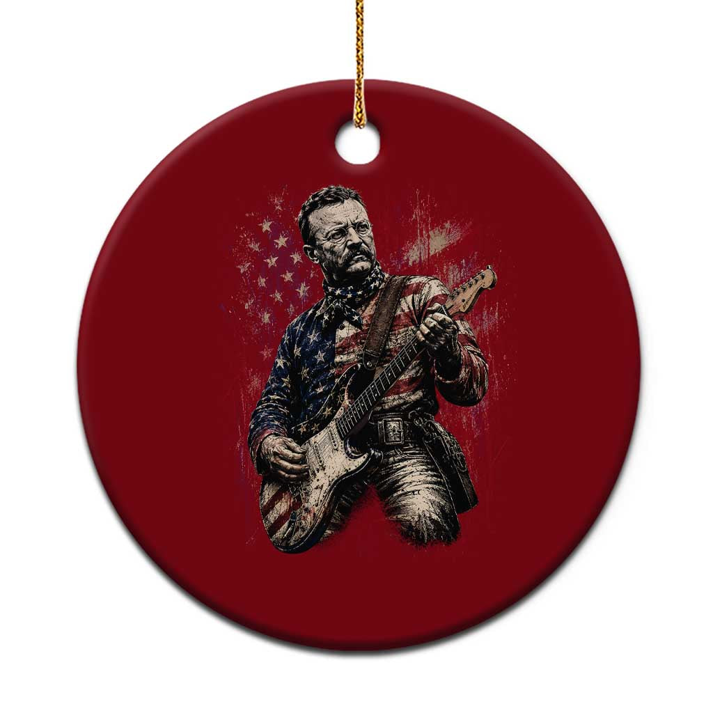 Teddy Roosevelt Playing Guitar 4th of July Ceramic Ornament TS14 1pc Red Print Your Wear