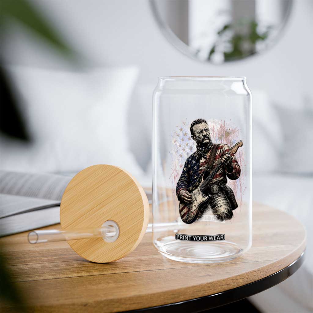 Teddy Roosevelt Playing Guitar 4th of July Glass Can TS14 Print Your Wear