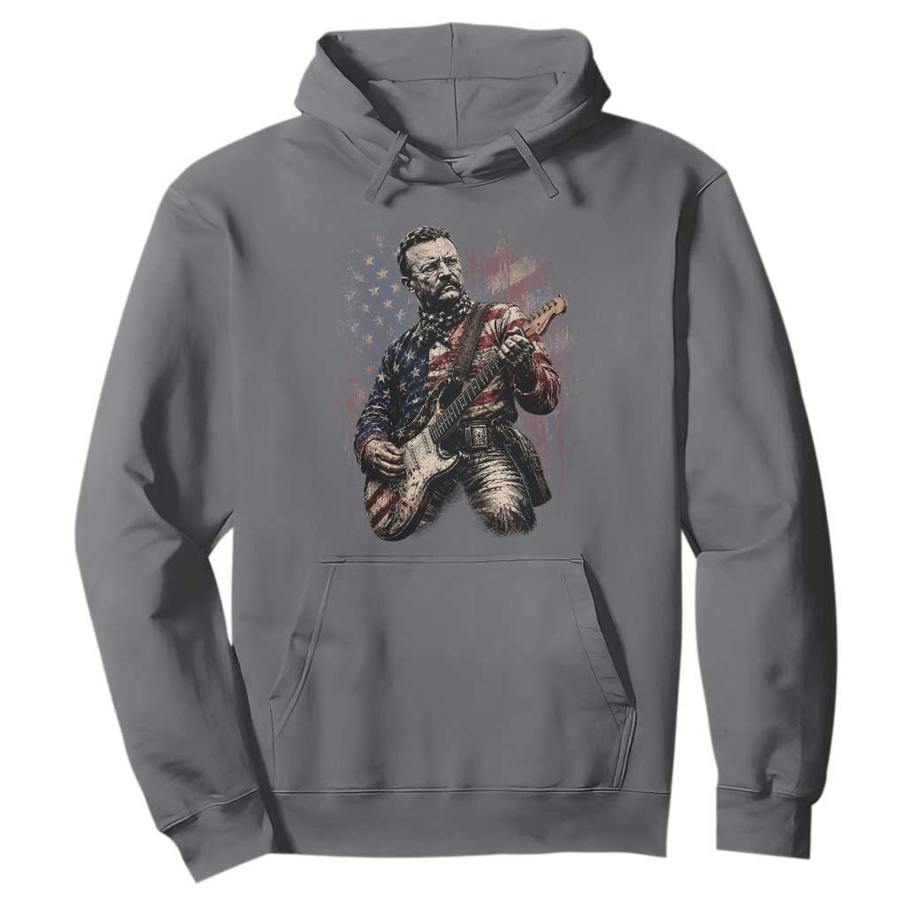Teddy Roosevelt Playing Guitar 4th of July Hoodie TS14 Charcoal Print Your Wear