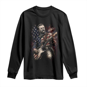 Teddy Roosevelt Playing Guitar 4th of July Long Sleeve Shirt TS14 Black Print Your Wear