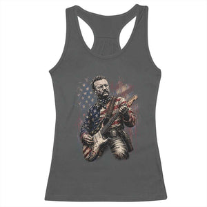 Teddy Roosevelt Playing Guitar 4th of July Racerback Tank Top TS14 Dark Heather Print Your Wear