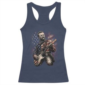 Teddy Roosevelt Playing Guitar 4th of July Racerback Tank Top TS14 Navy Print Your Wear