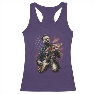 Teddy Roosevelt Playing Guitar 4th of July Racerback Tank Top TS14 Purple Print Your Wear