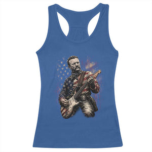 Teddy Roosevelt Playing Guitar 4th of July Racerback Tank Top TS14 Royal Blue Print Your Wear