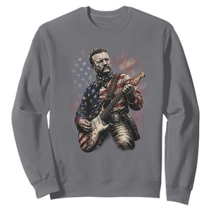Teddy Roosevelt Playing Guitar 4th of July Sweatshirt TS14 Charcoal Print Your Wear