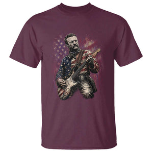 Teddy Roosevelt Playing Guitar 4th of July T Shirt TS14 Maroon Print Your Wear