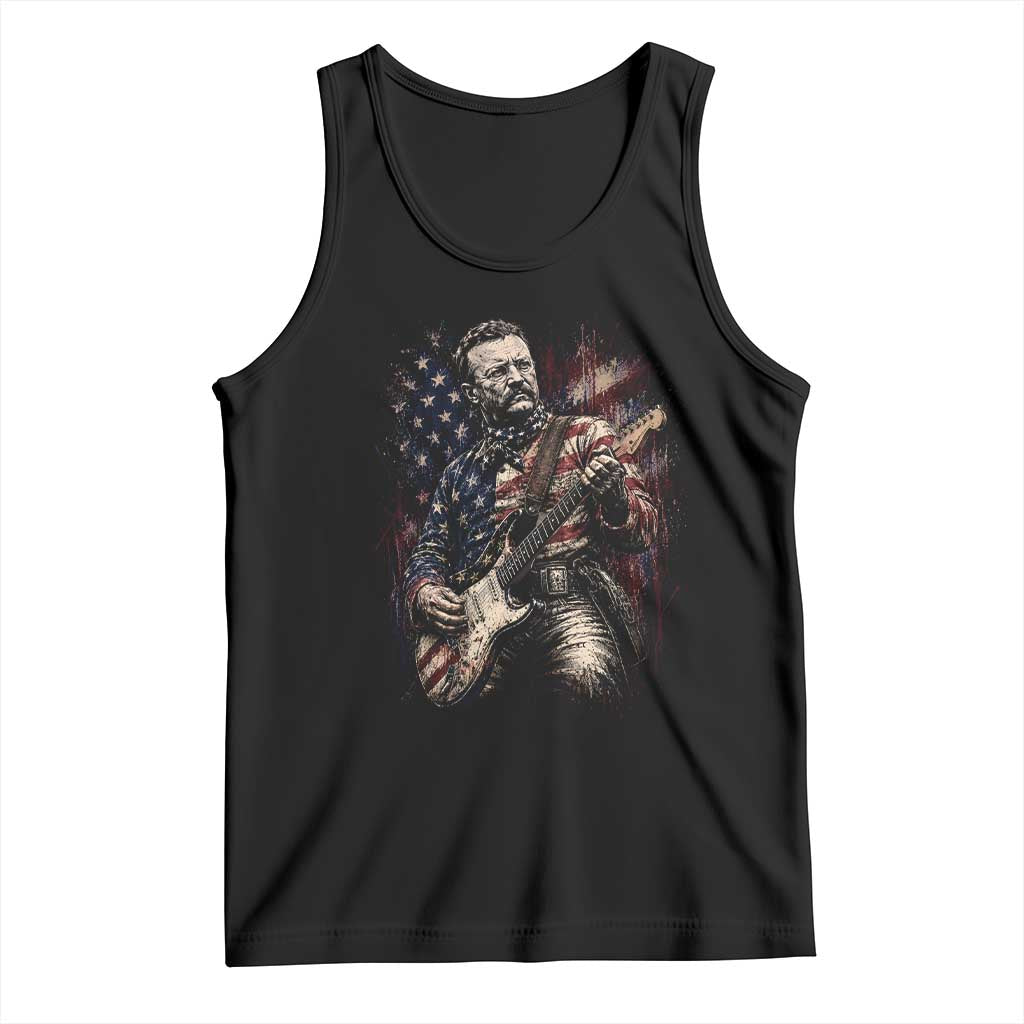Teddy Roosevelt Playing Guitar 4th of July Tank Top TS14 Black Print Your Wear