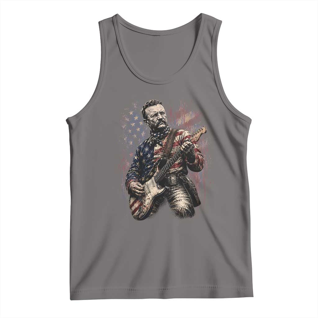 Teddy Roosevelt Playing Guitar 4th of July Tank Top TS14 Deep Heather Print Your Wear