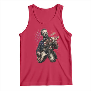 Teddy Roosevelt Playing Guitar 4th of July Tank Top TS14 Red Print Your Wear