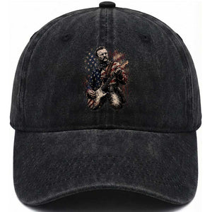 Teddy Roosevelt Playing Guitar 4th of July Washed Cotton Baseball Cap TS14 Print Your Wear