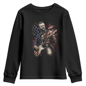 Teddy Roosevelt Playing Guitar 4th of July Youth Sweatshirt TS14 Black Print Your Wear