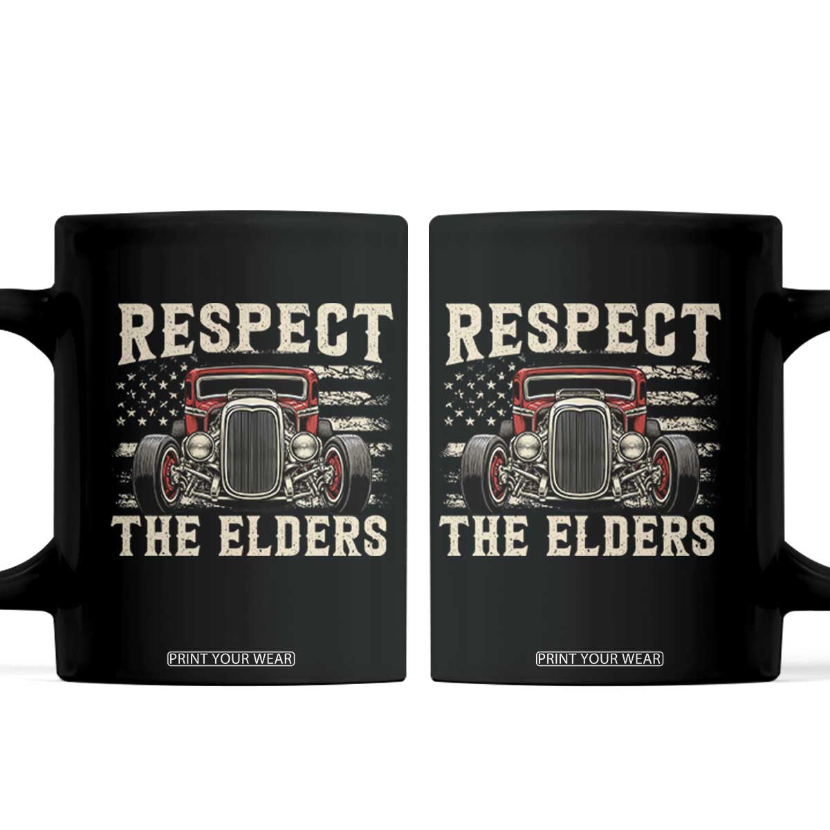 Respect The Elders Coffee Mug 1932 American Classic Hotrod TS14 Black Print Your Wear