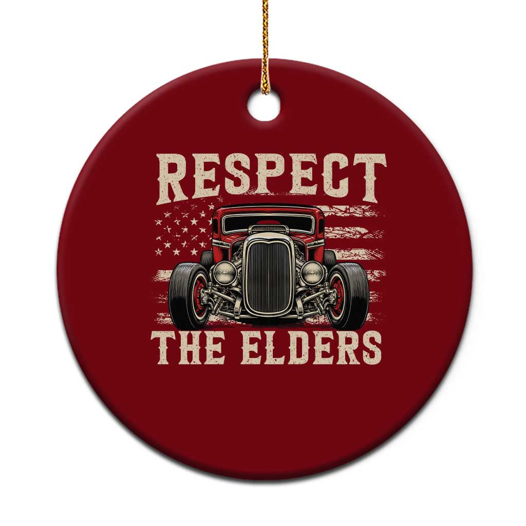 Respect The Elders Ceramic Ornament 1932 American Classic Hotrod TS14 1pc Red Print Your Wear