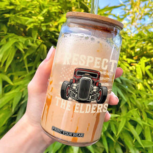 Respect The Elders Glass Can 1932 American Classic Hotrod TS14 Black Print Your Wear