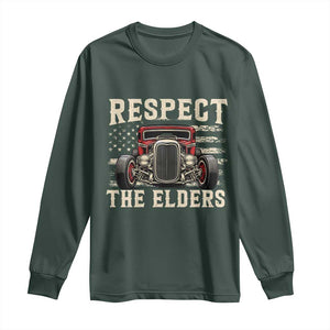 Respect The Elders Long Sleeve Shirt 1932 American Classic Hotrod TS14 Dark Forest Green Print Your Wear