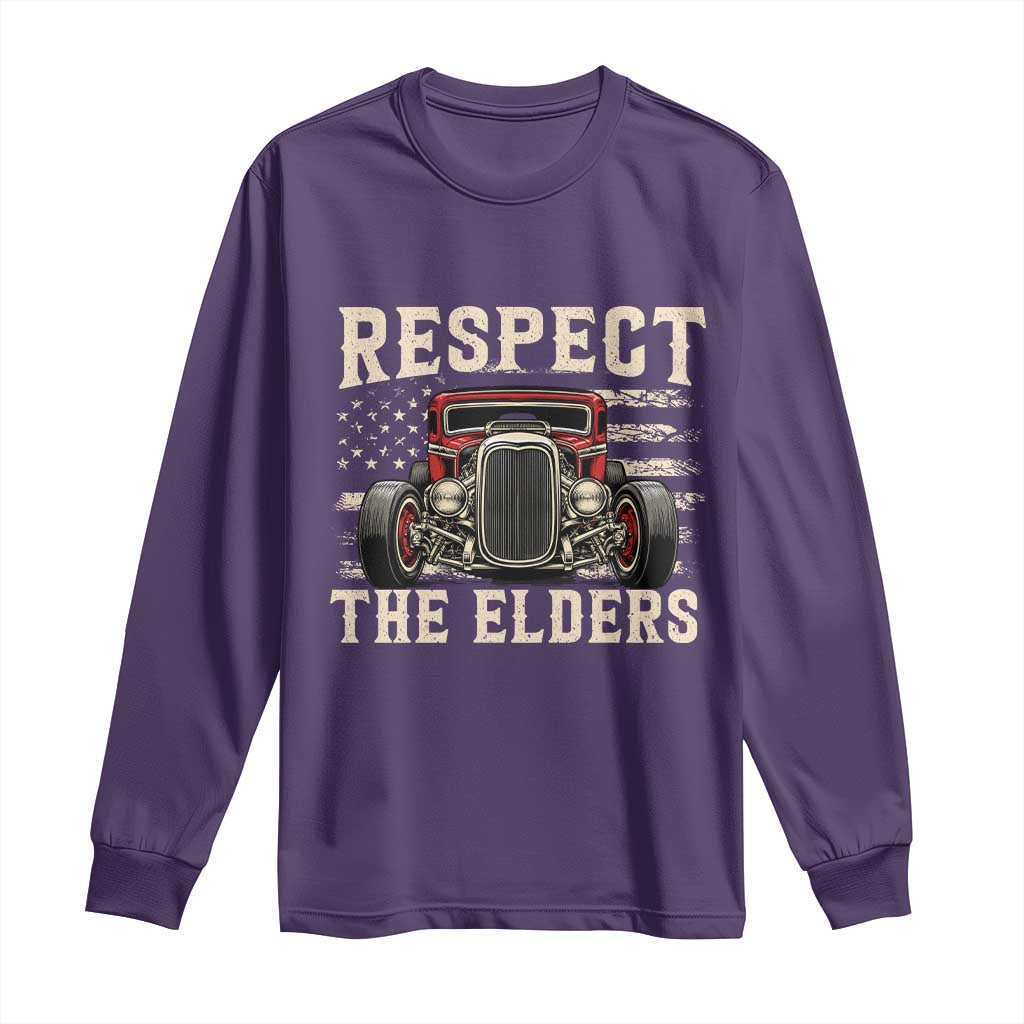 Respect The Elders Long Sleeve Shirt 1932 American Classic Hotrod TS14 Purple Print Your Wear
