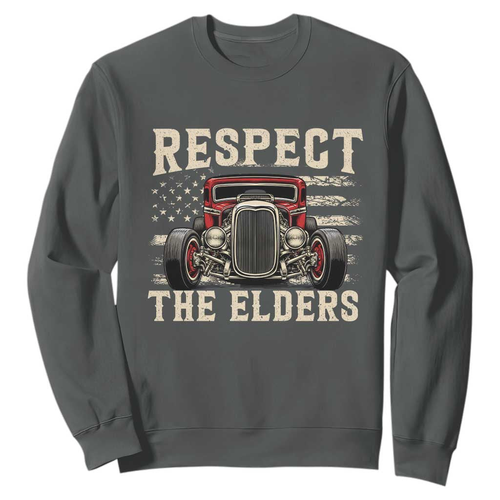 Respect The Elders Sweatshirt 1932 American Classic Hotrod TS14 Dark Heather Print Your Wear