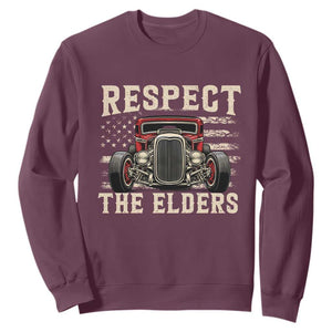 Respect The Elders Sweatshirt 1932 American Classic Hotrod TS14 Maroon Print Your Wear