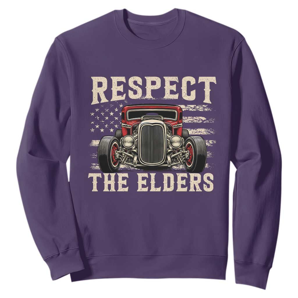 Respect The Elders Sweatshirt 1932 American Classic Hotrod TS14 Purple Print Your Wear