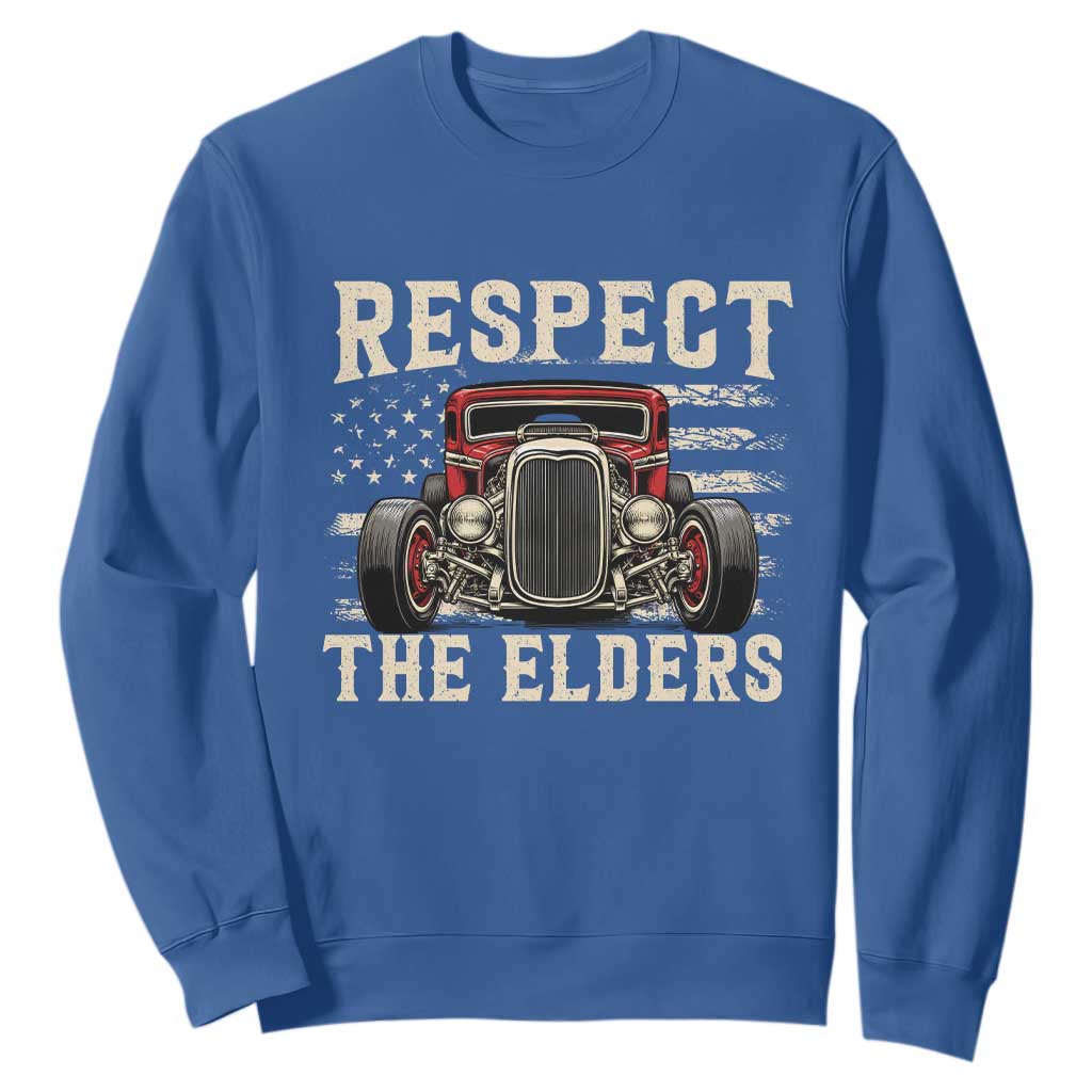 Respect The Elders Sweatshirt 1932 American Classic Hotrod TS14 Royal Blue Print Your Wear